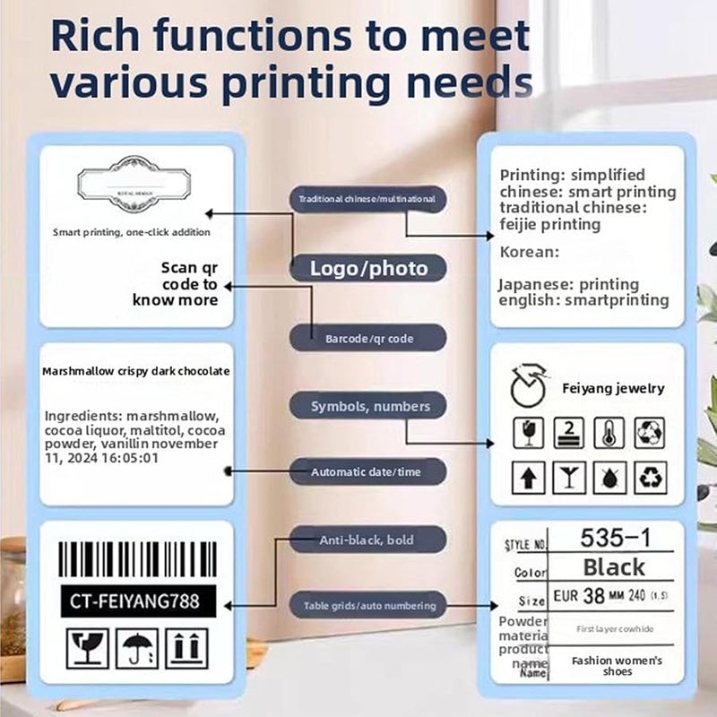 Mavis Laven Portable Thermal Label Printer Rechargeable Battery Multiple Label Styles For Business Home Office Black - Image 3